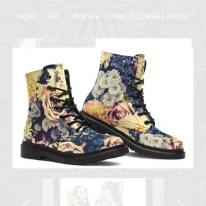Size 6W Electro Threads Floral Combat Boots